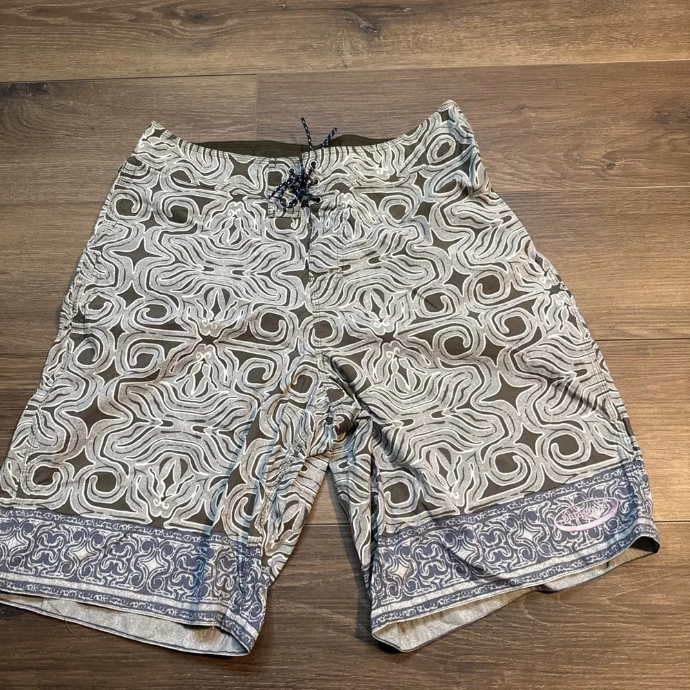 Vintage Patagonia Shorts Men 33 Pataloha Aztec‎ Swirl Wave Swim Board Trunks 90s